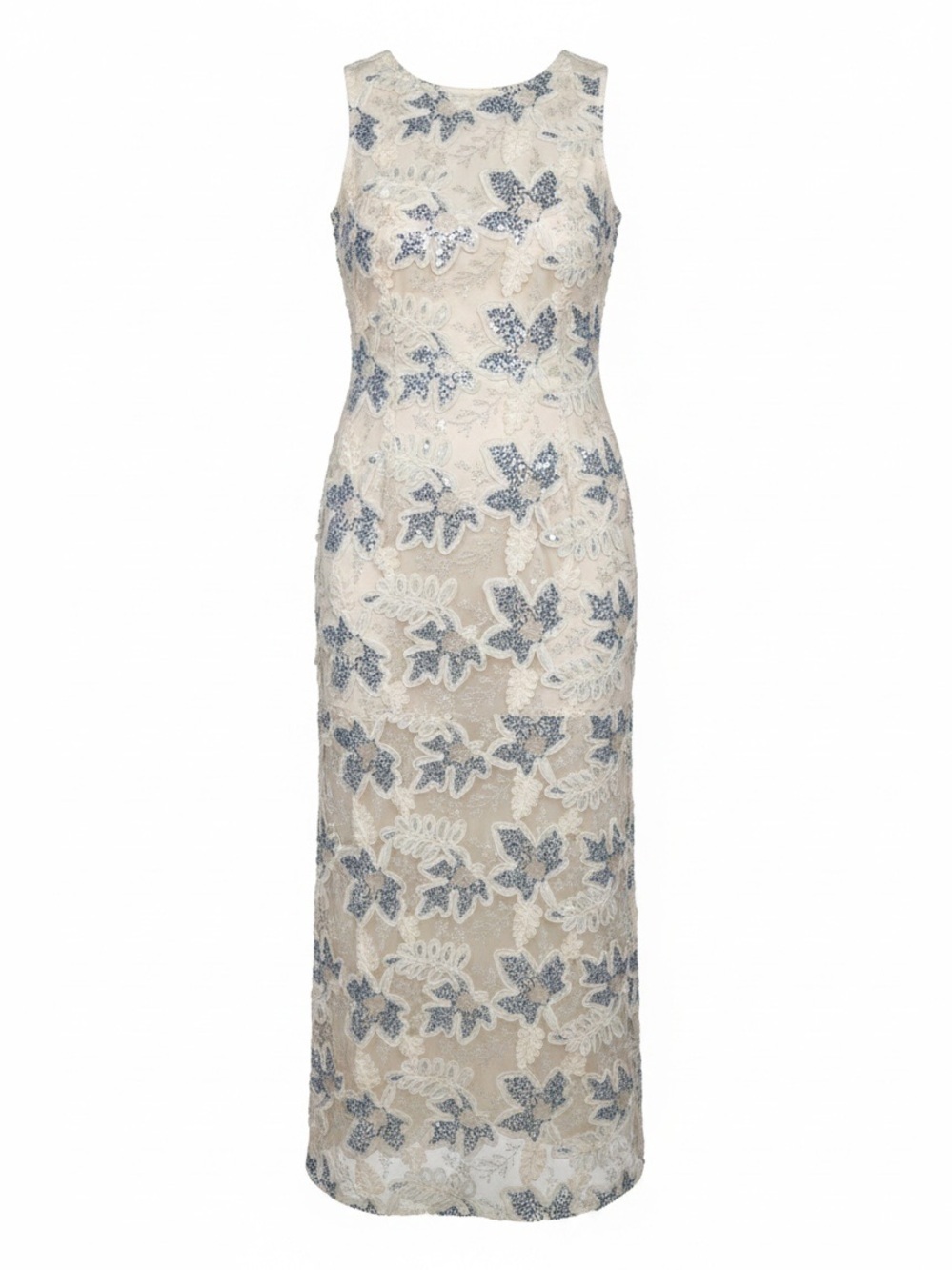Endless Rose Embroidered White Blue Sheer Midi Dress Size Small NWOT